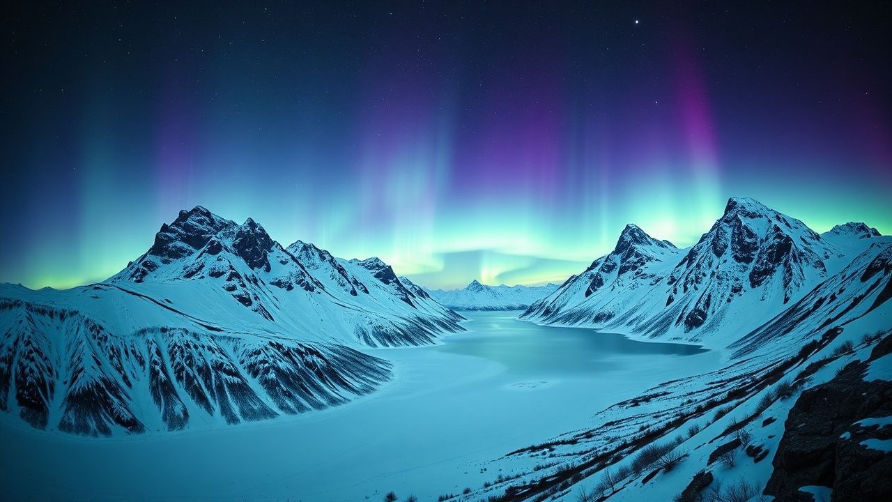 Mystical Arctic Northern Lights in Winter