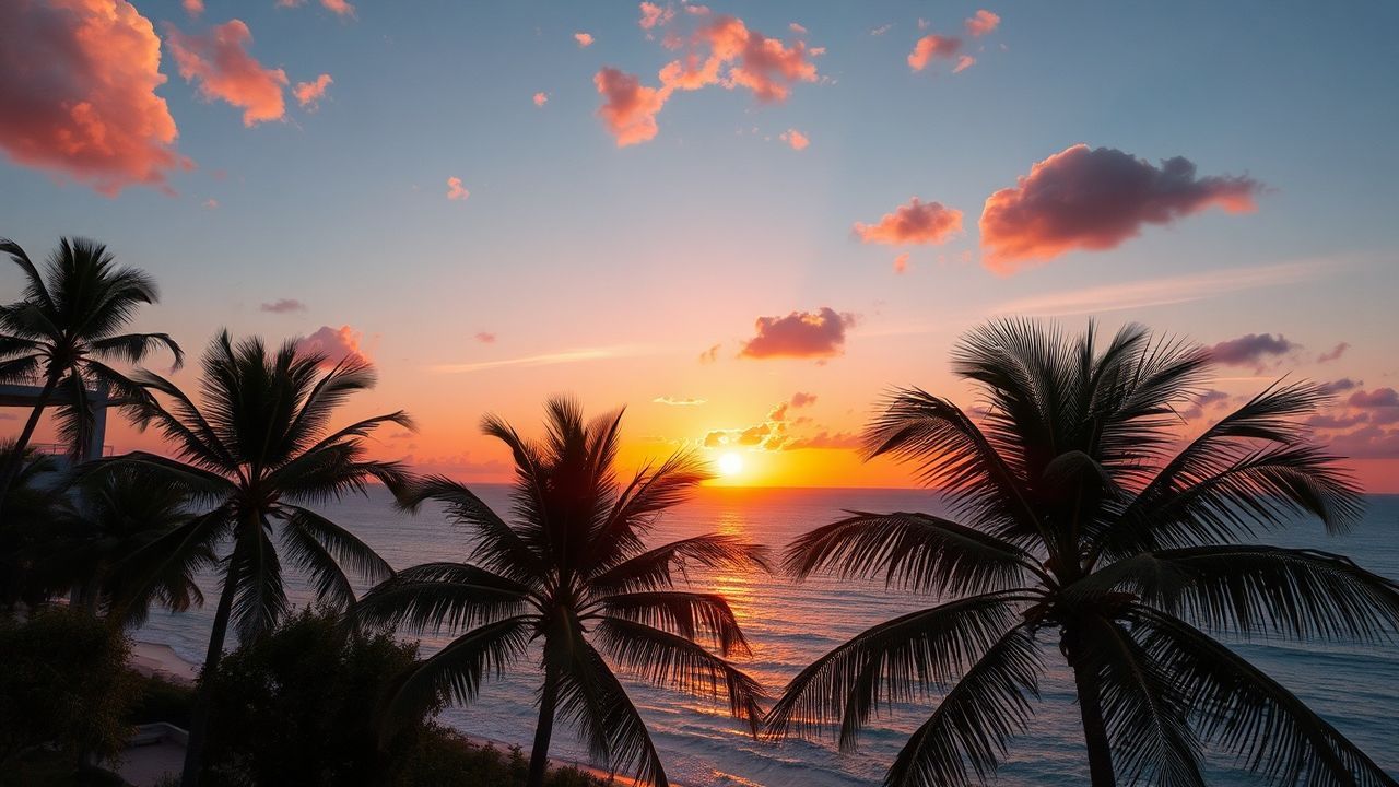 Serene Palm Silhouettes Orange at Sunset