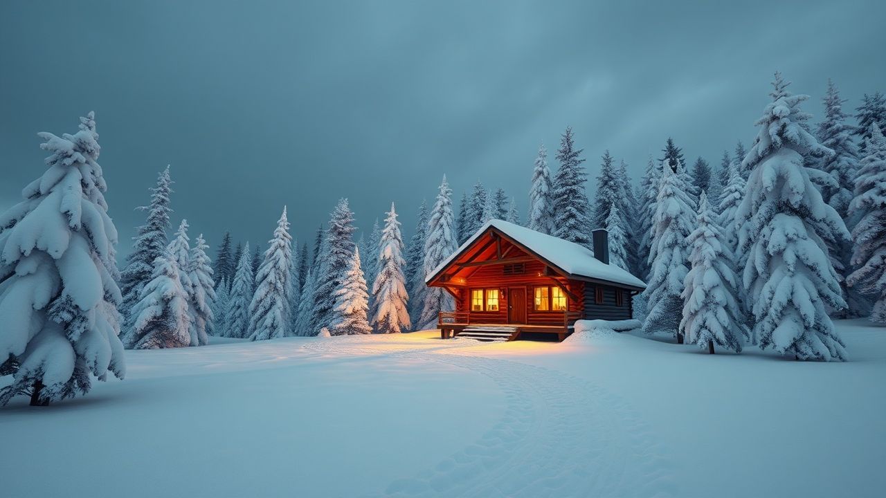 Majestic Scandinavian Cabin Isolation in Winter