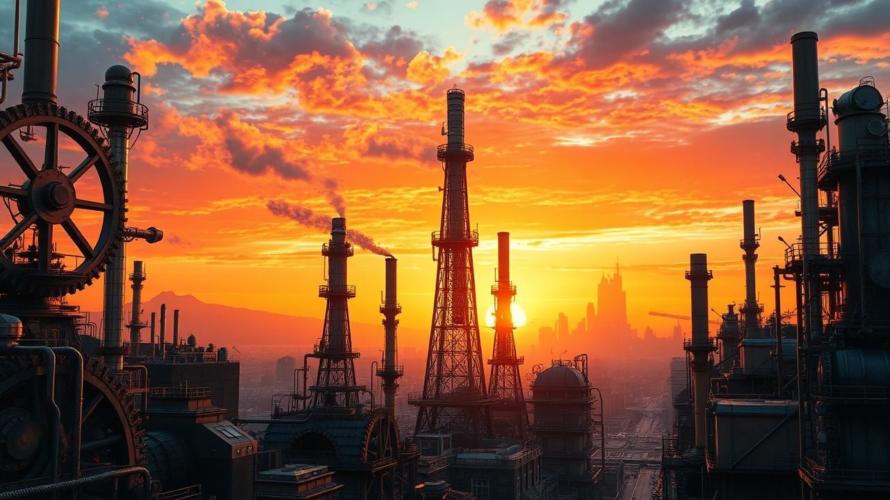 Pristine Steampunk City Brass at Sunset