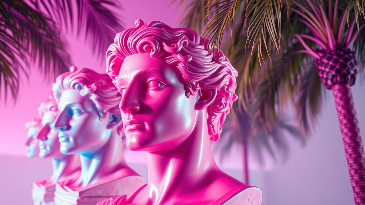 Serene Vaporwave Roman Busts