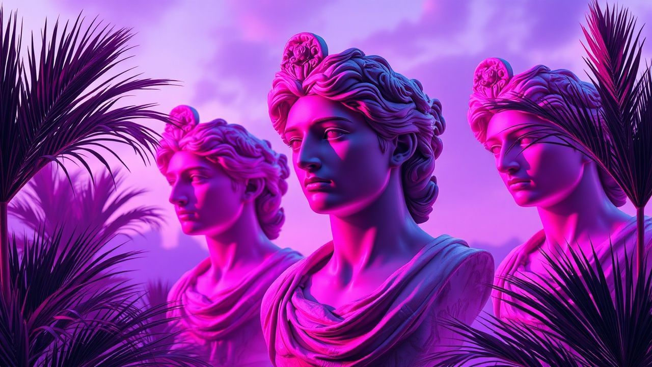 Lustrous Vaporwave Roman Busts