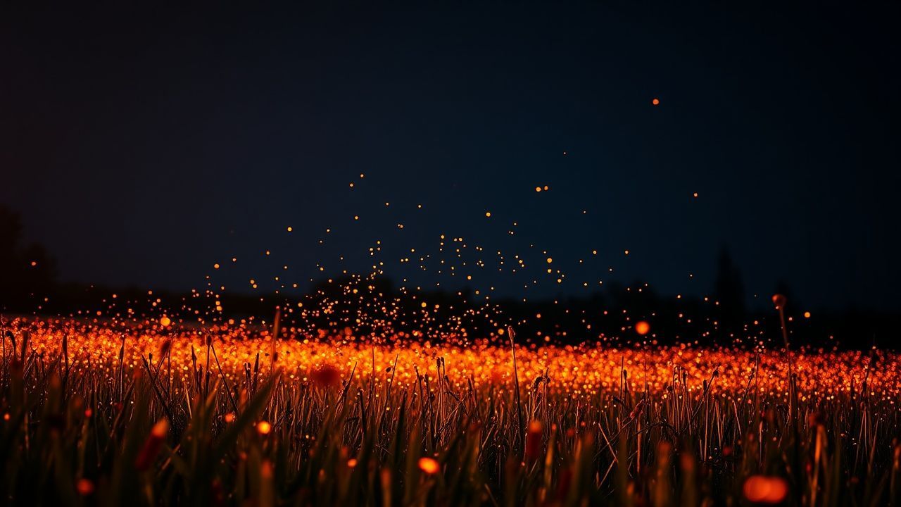 Celestial Fireflies Field Warm by Night