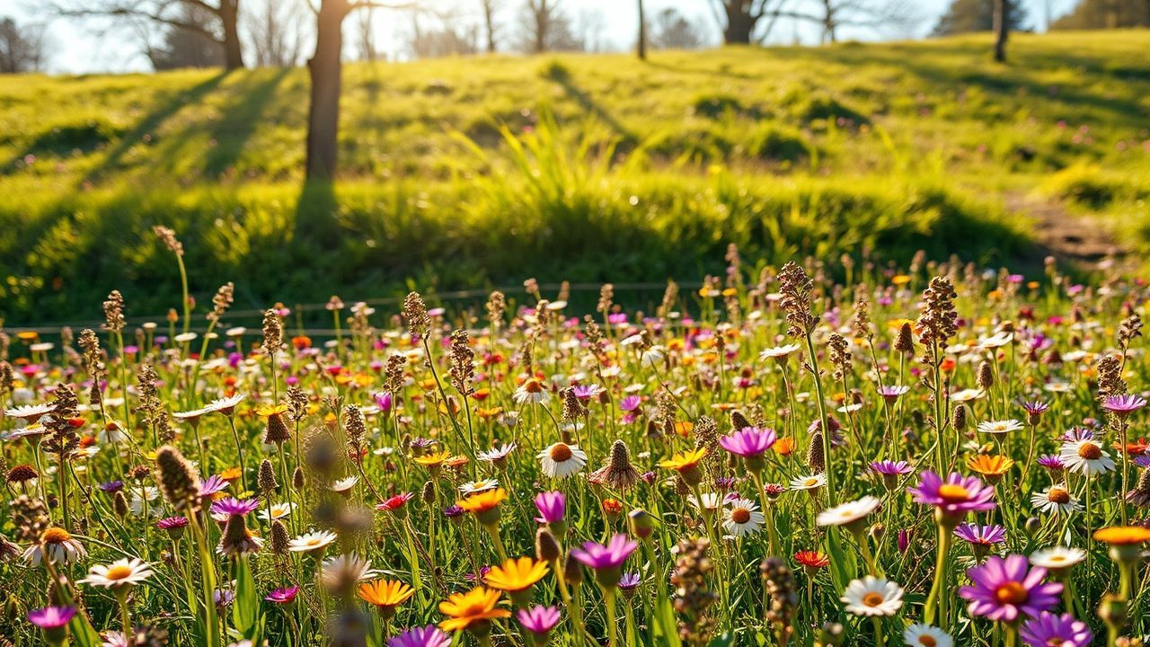 Dramatic Meadow Wildflowers Carpet in Spring