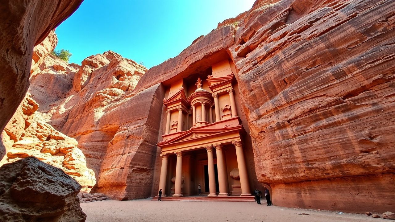 Lush Petra Treasury Carved Ruins