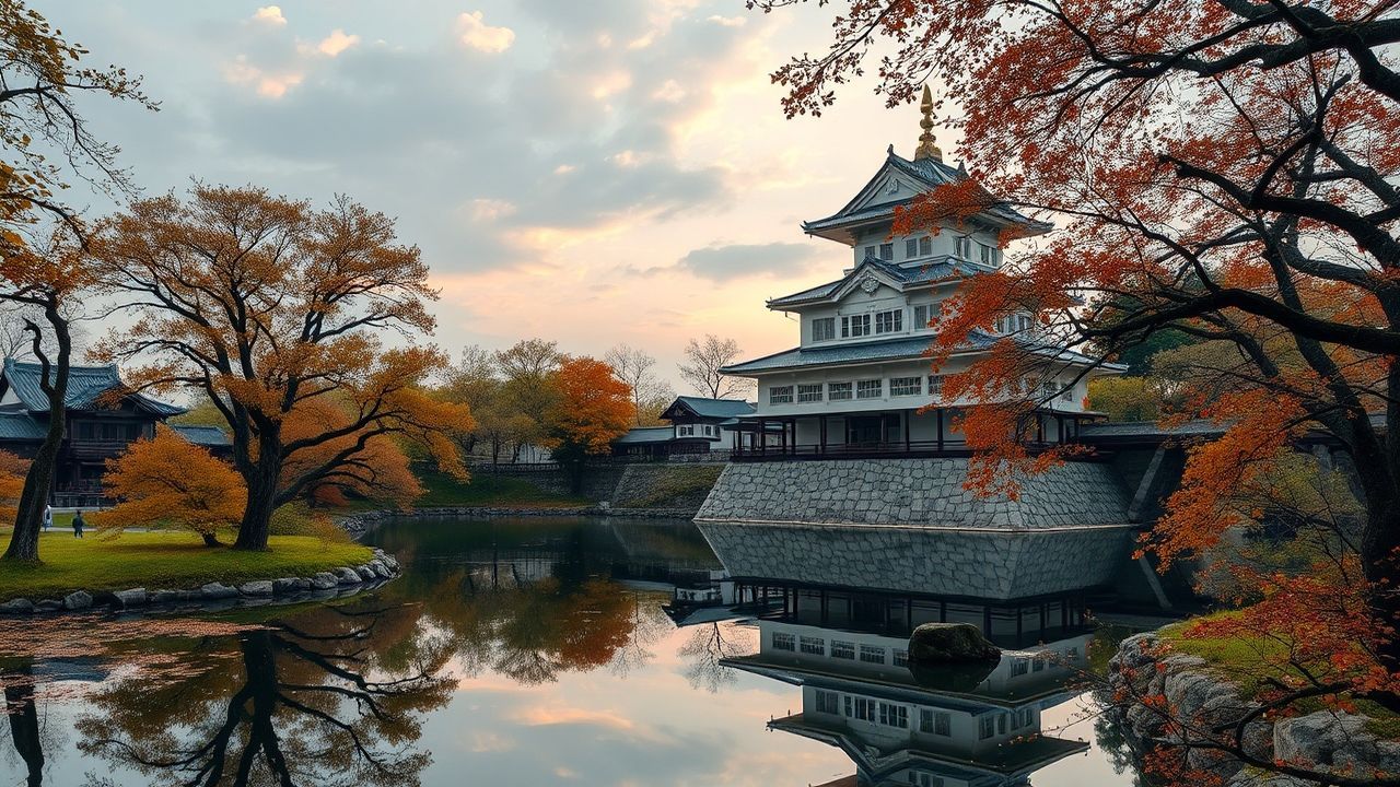 Exquisite Japanese Castle Maple in Autumn