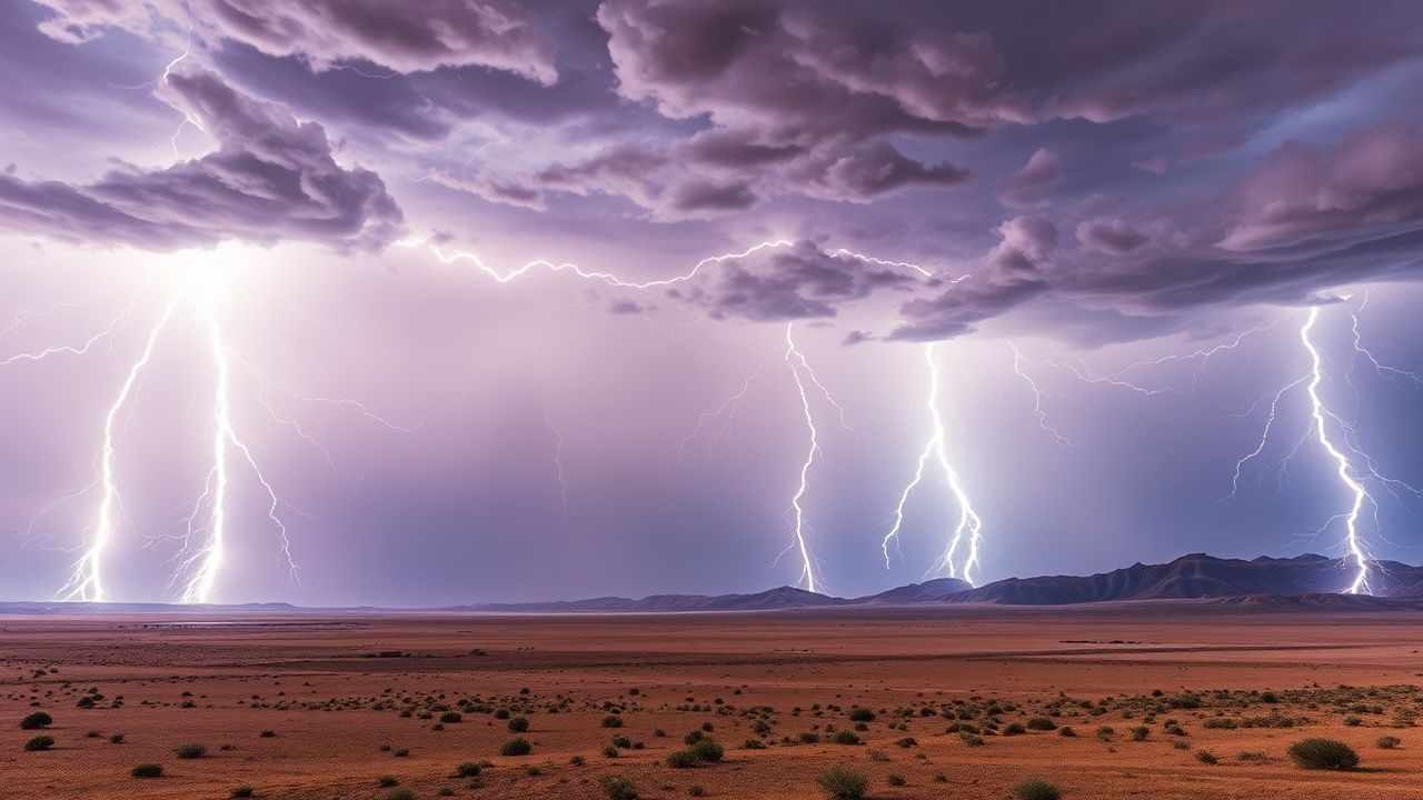 Vibrant Lightning Multiple Bolts Storm