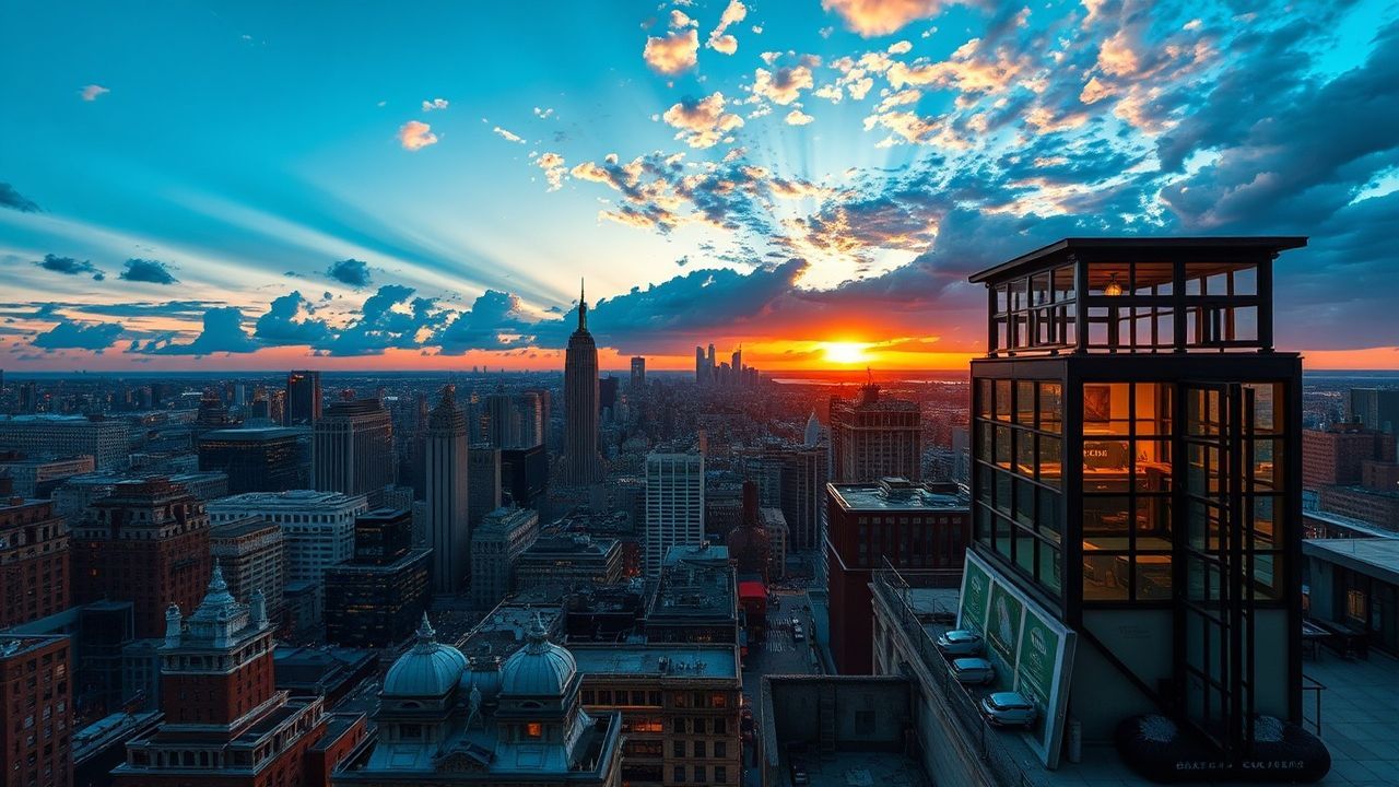 Pristine Rooftop Skyline Clouds Panorama