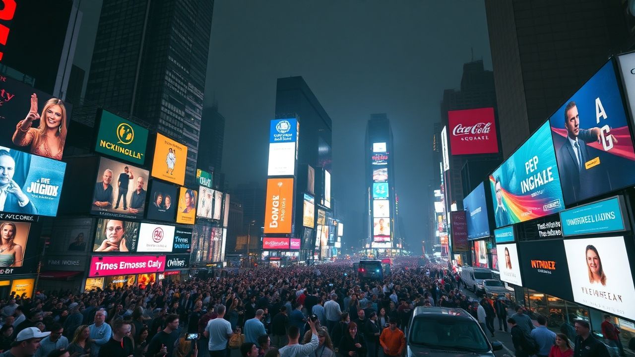 Cosmic Times Square Billboards by Night