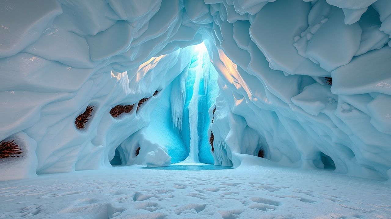 Haunting Ice Cave Interior Crystal