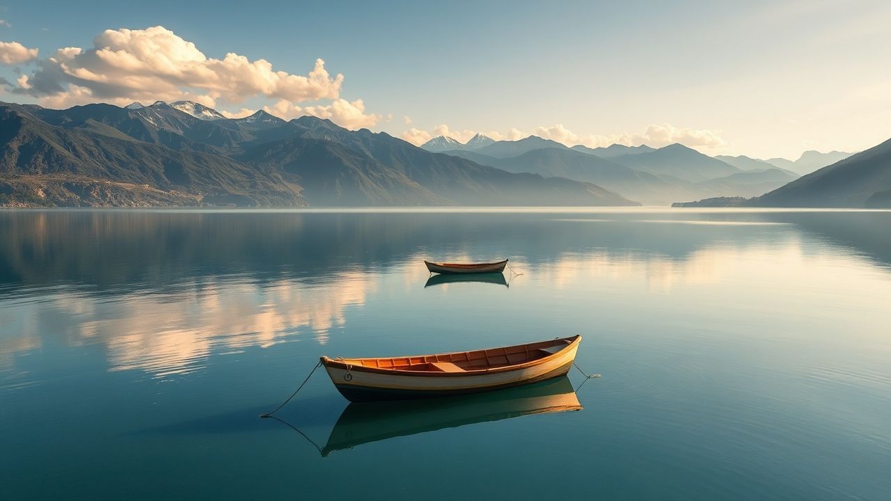 Infinite Single Boat Calm Reflections
