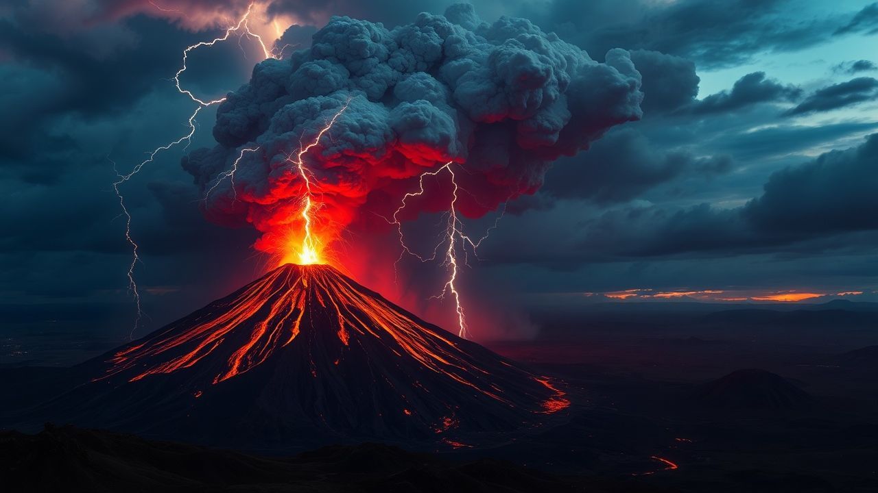 Captivating Volcanic Lightning Eruption