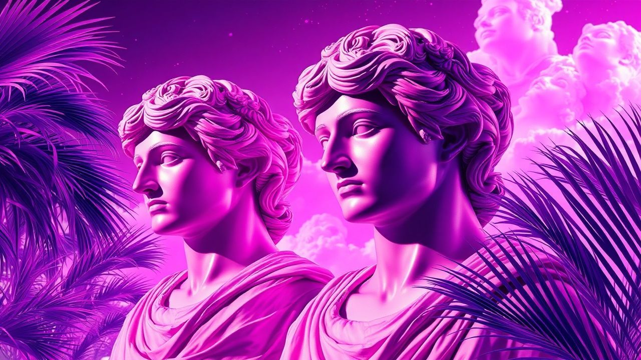 Ornate Vaporwave Roman Busts