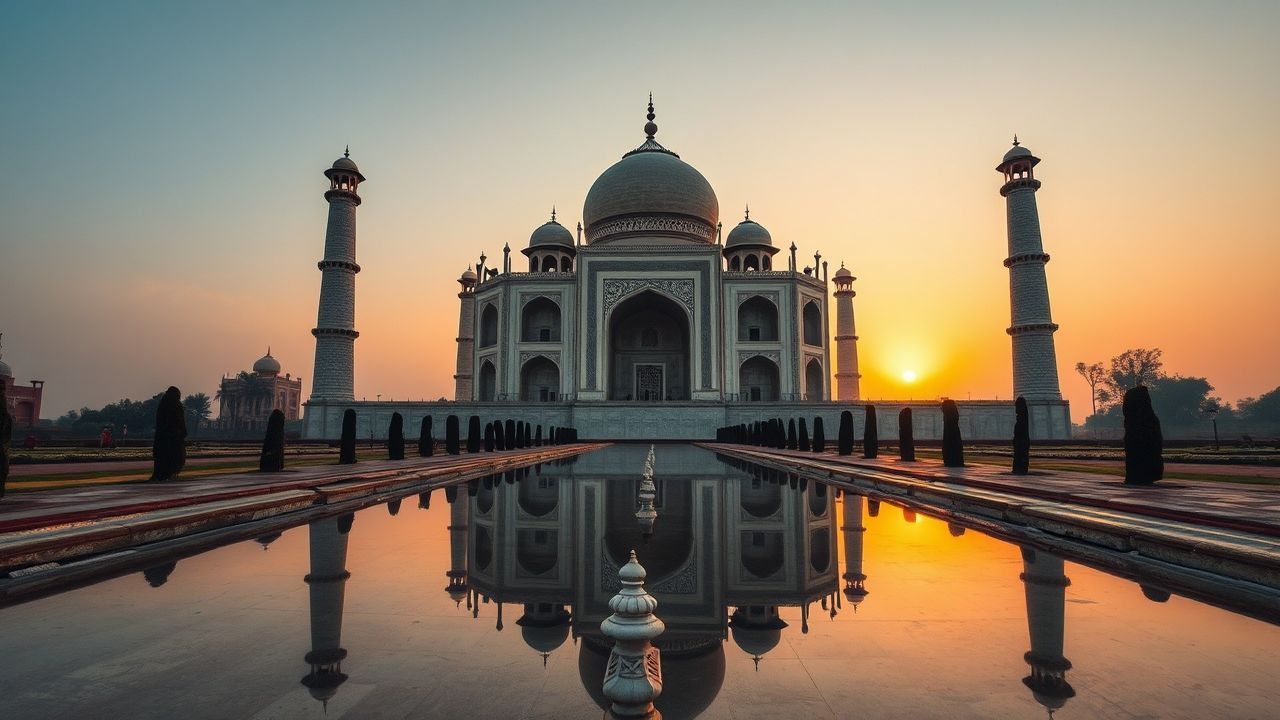 Fierce Taj Mahal Symmetry at Sunrise