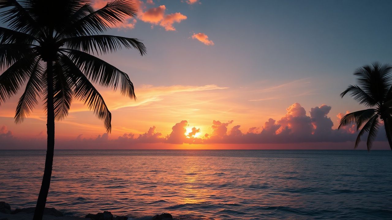 Resplendent Palm Silhouettes Orange at Sunset
