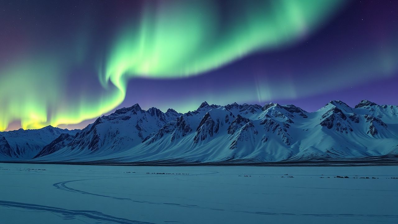 Vibrant Arctic Northern Lights in Winter