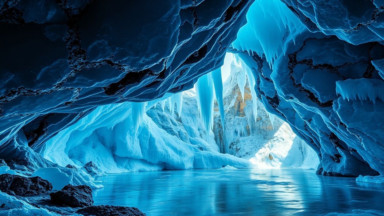 Dazzling Ice Cave Interior Crystal