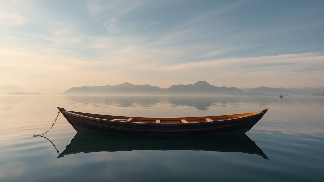 Enchanted Single Boat Calm Reflections