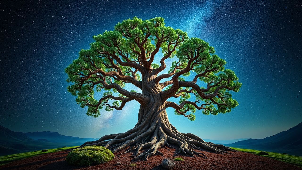 Arcane Yggdrasil World Tree by Night