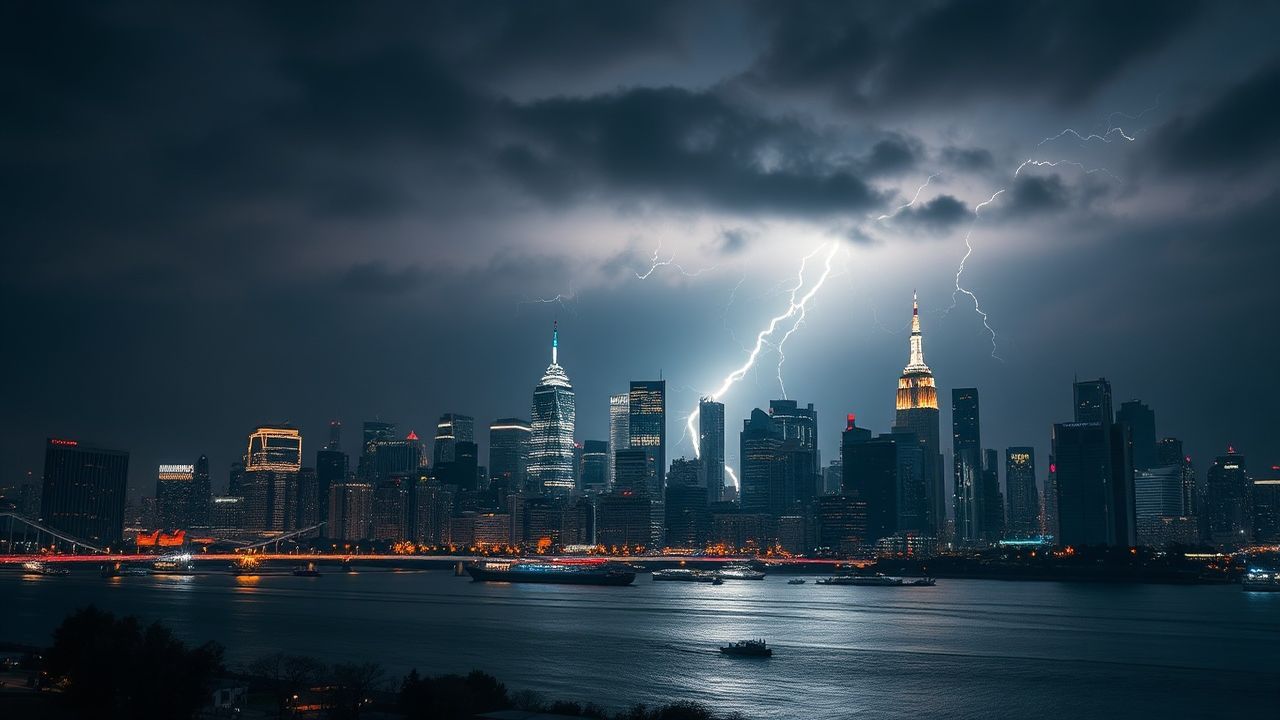 Haunting Lightning Bolt City by Night