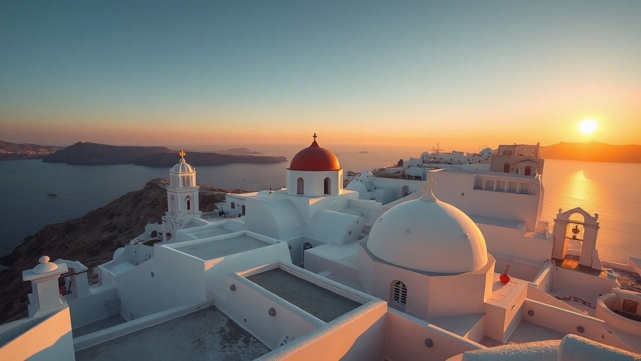 Exquisite Santorini Domes White at Sunset