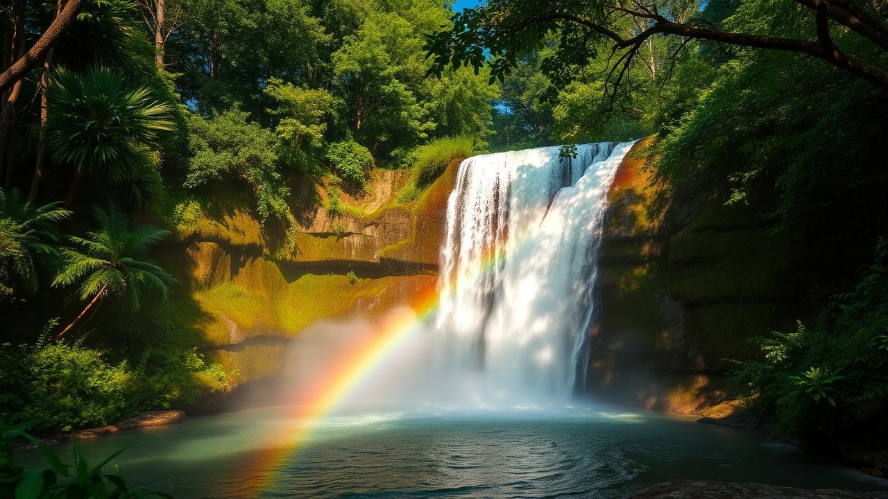 Infinite Jungle Waterfall Hidden in the Mist