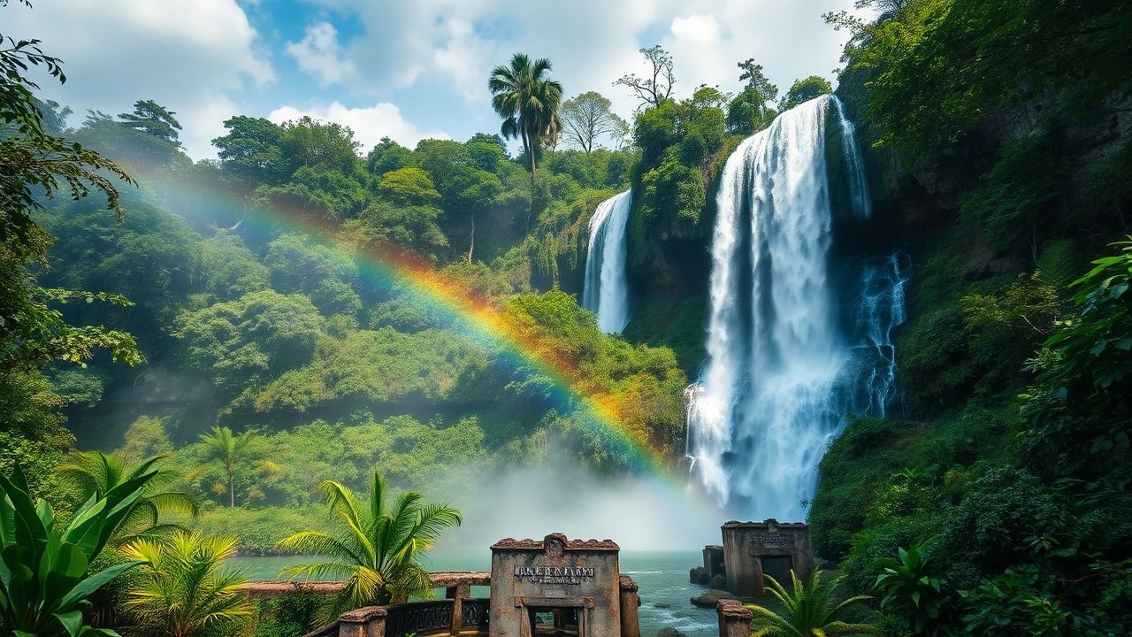 Wild Jungle Waterfall Hidden in the Mist