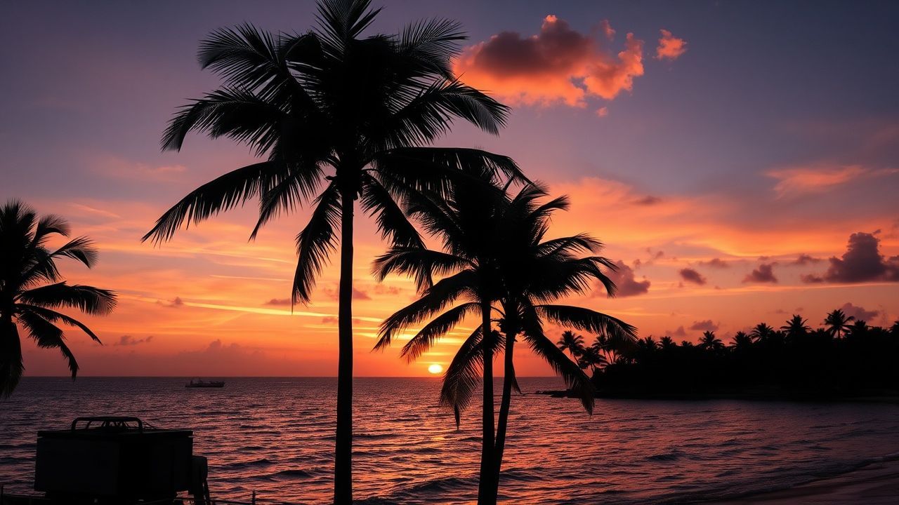 Infinite Palm Silhouettes Orange at Sunset
