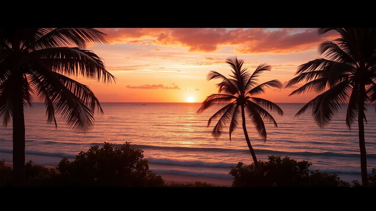 Alluring Palm Silhouettes Orange at Sunset
