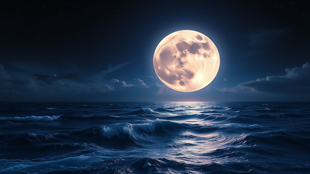 Verdant Giant Moon Touching by Night