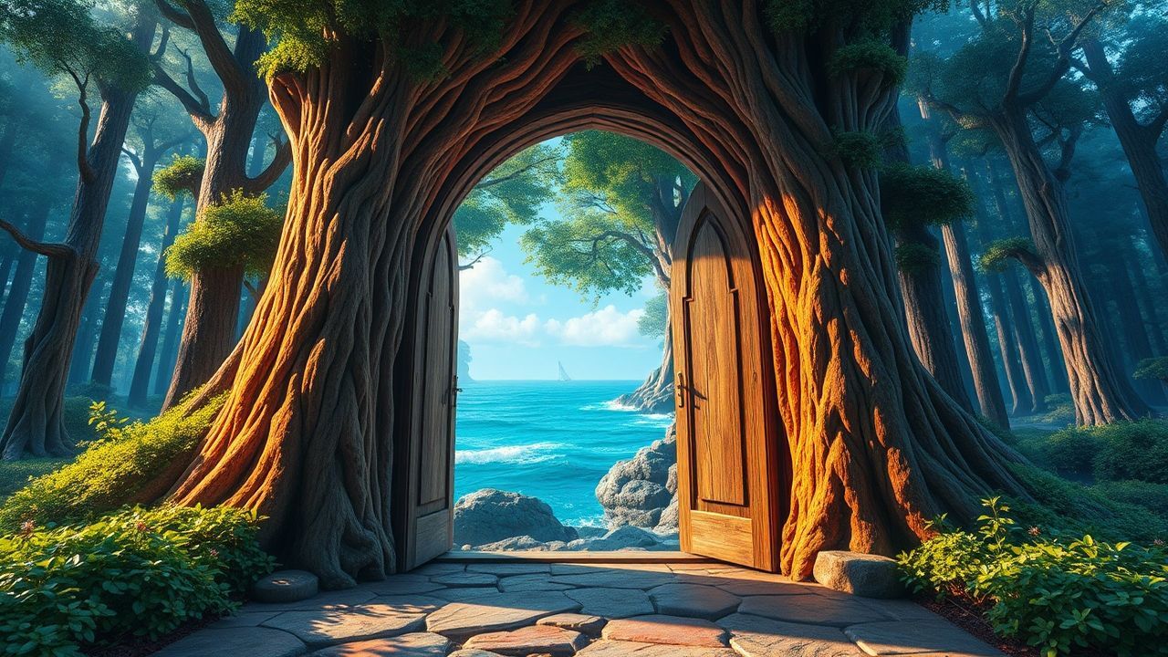 Ornate Door Ocean Opening