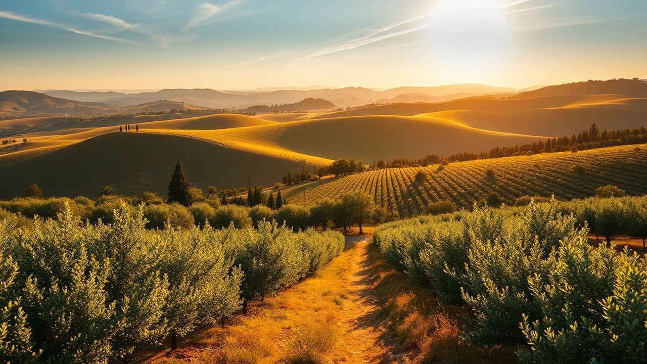 Infinite Tuscany Olive Grove in Golden Light