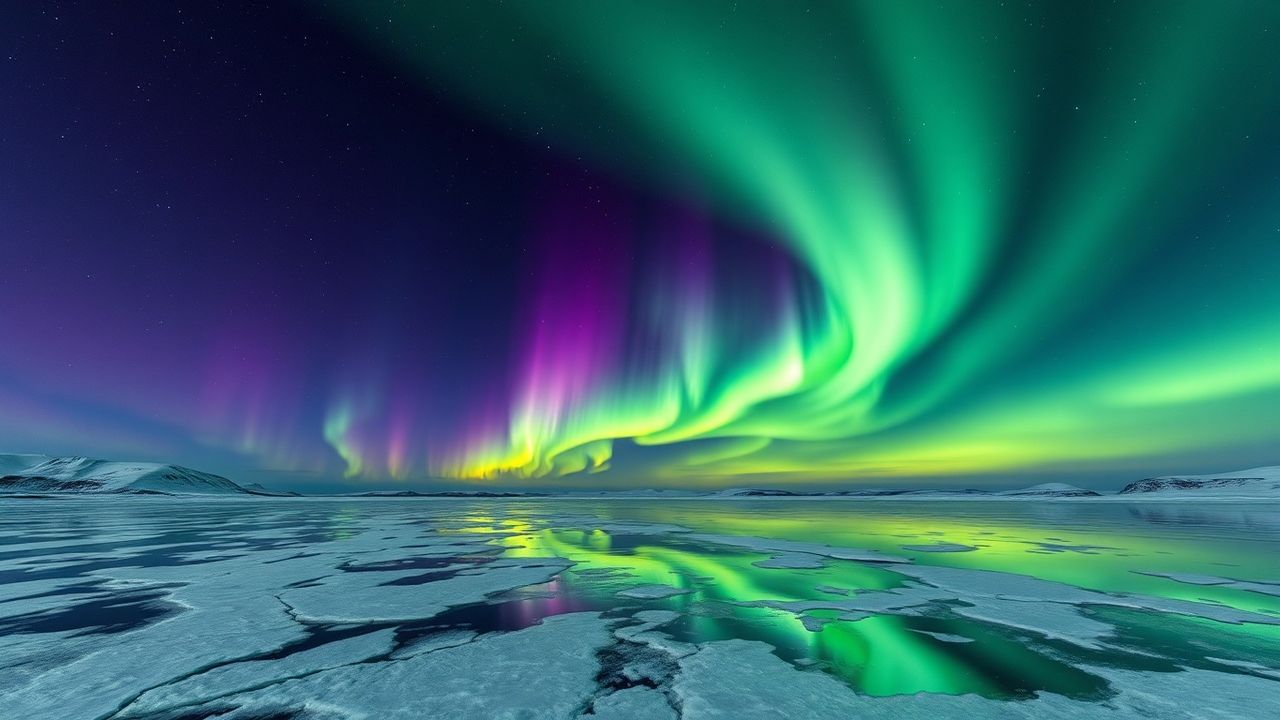 Luminous Aurora Borealis Green Frozen