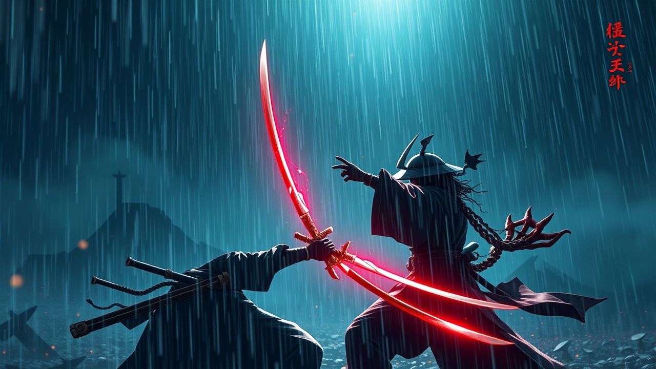 Spectral Samurai Duel Dark in the Rain