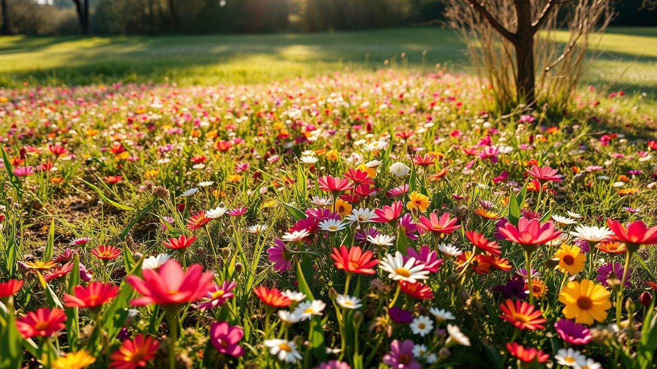 Spectacular Meadow Wildflowers Carpet in Spring