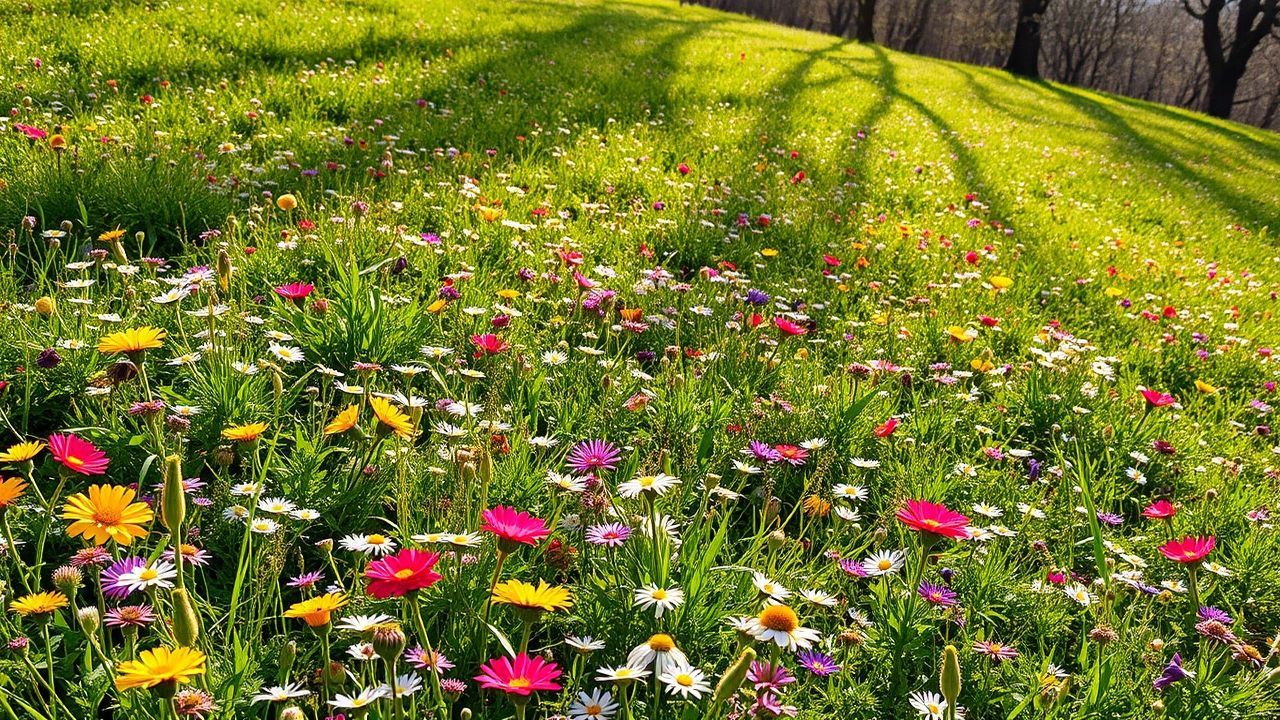 Ornate Meadow Wildflowers Carpet in Spring