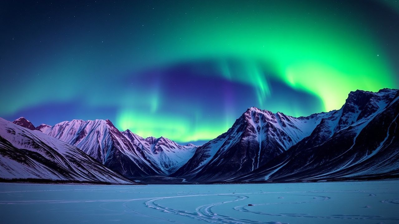 Vast Arctic Northern Lights in Winter