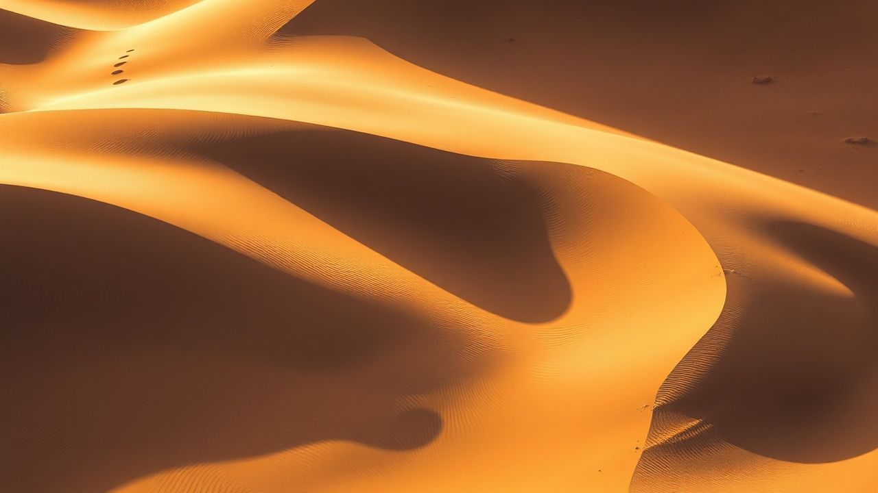 Pristine Sand Dunes Shadows from Above