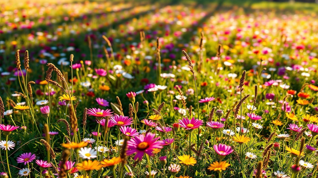 Verdant Meadow Wildflowers Carpet in Spring