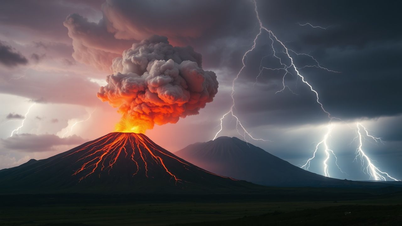 Resplendent Volcanic Lightning Eruption