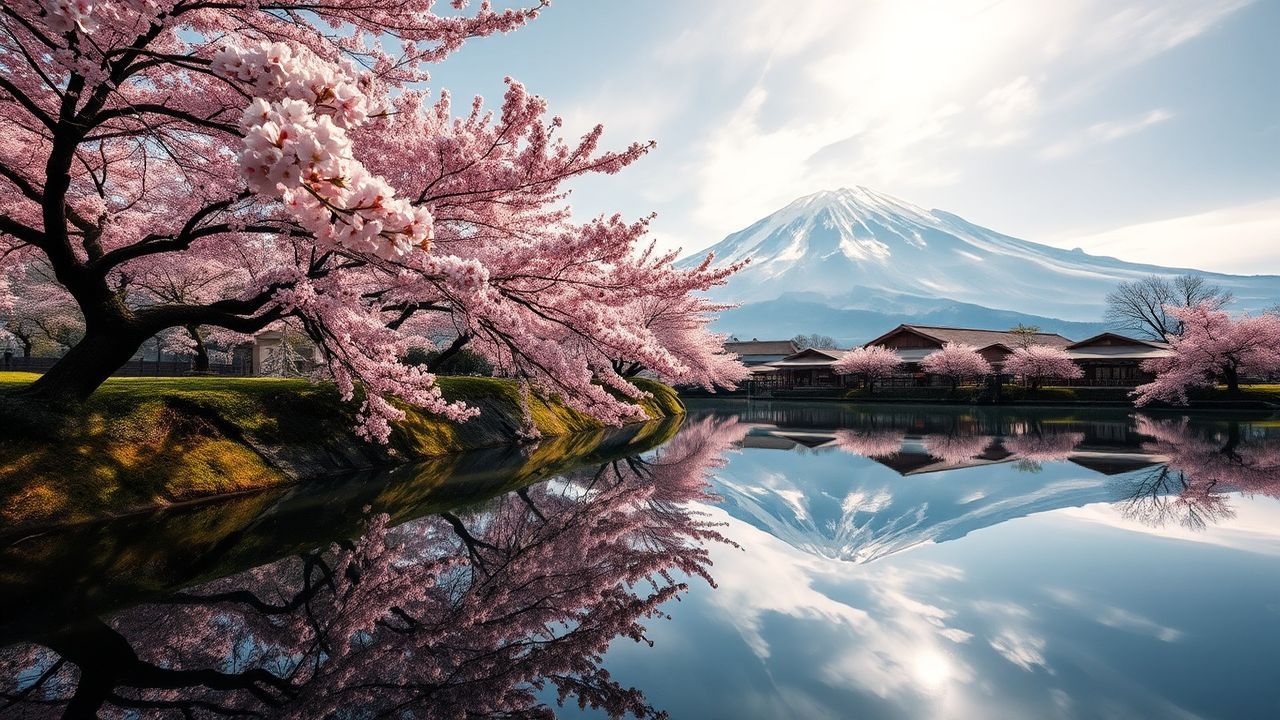 Infinite Mt. Fuji Cherry Blossoms in Spring