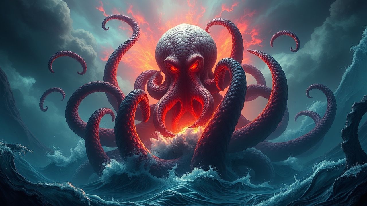 Foreboding Cthulhu Rising Tentacles Storm