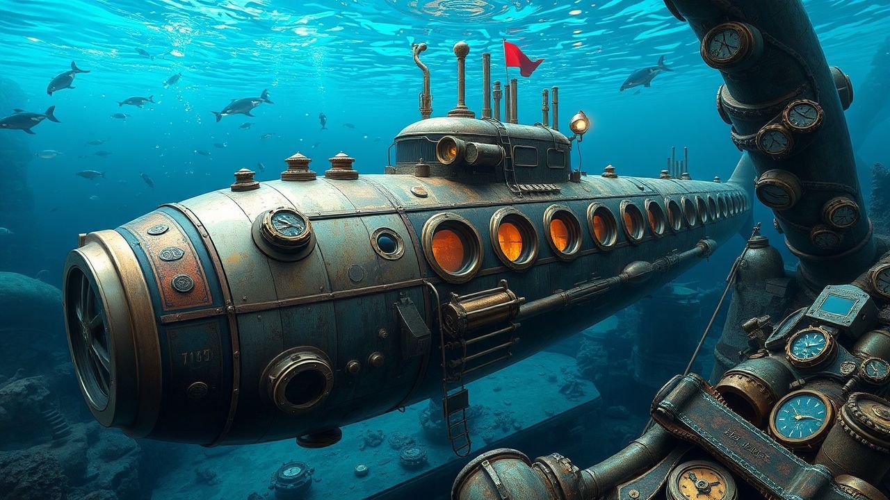 Arcane Nautilus Submarine Brass Depths