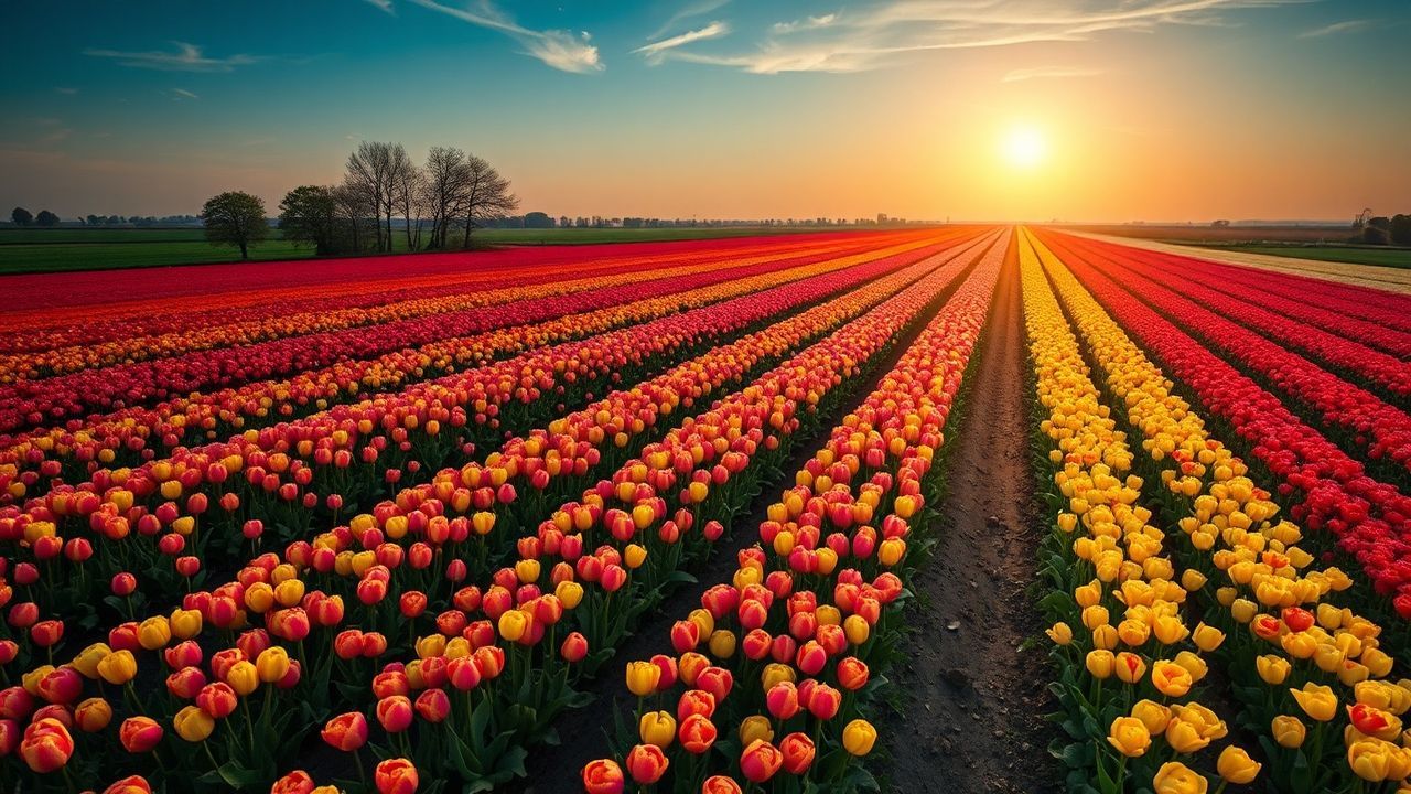 Spectacular Tulip Fields Netherlands from Above