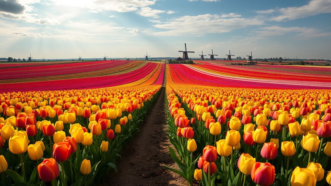 Enchanted Tulip Fields Netherlands from Above