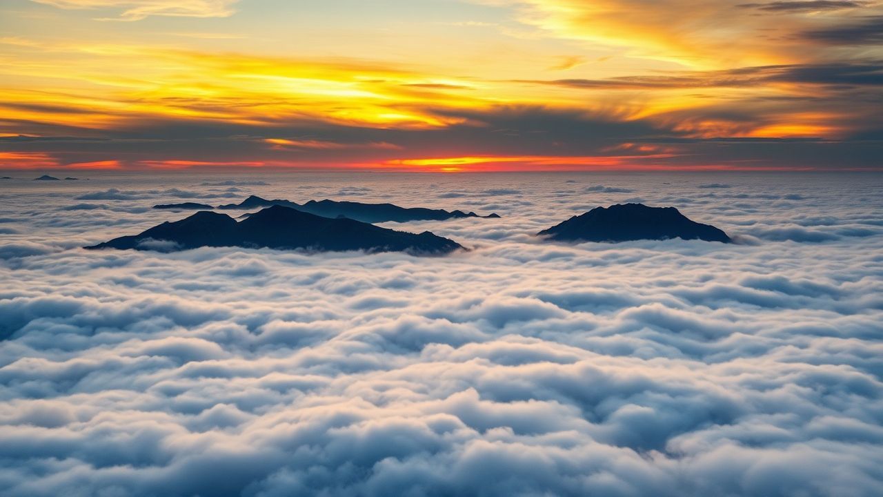Phenomenal Sea Clouds Peaks in the Mist