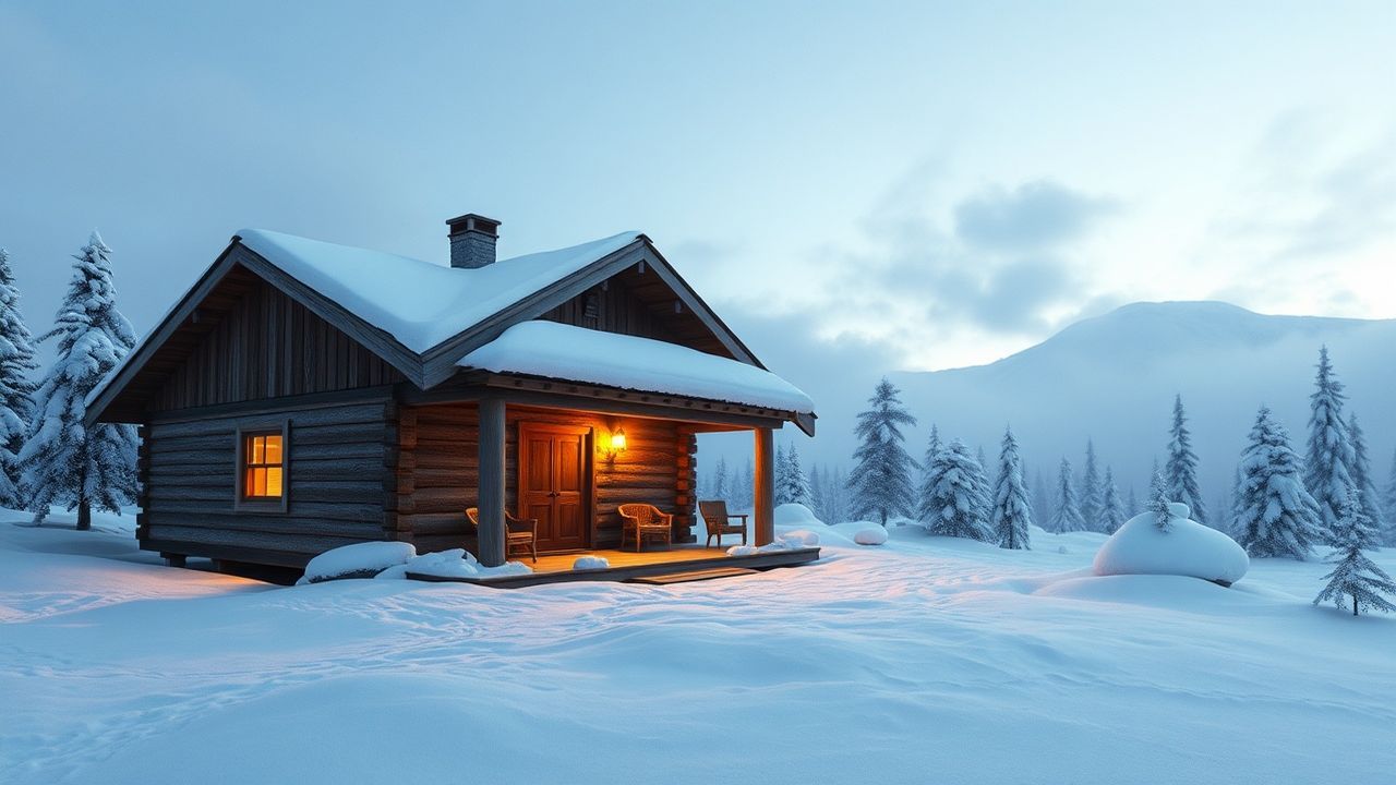 Mystical Nordic Cabin Isolation in Winter