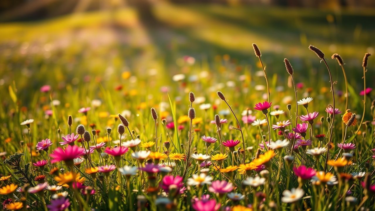 Dreamlike Meadow Wildflowers Carpet in Spring
