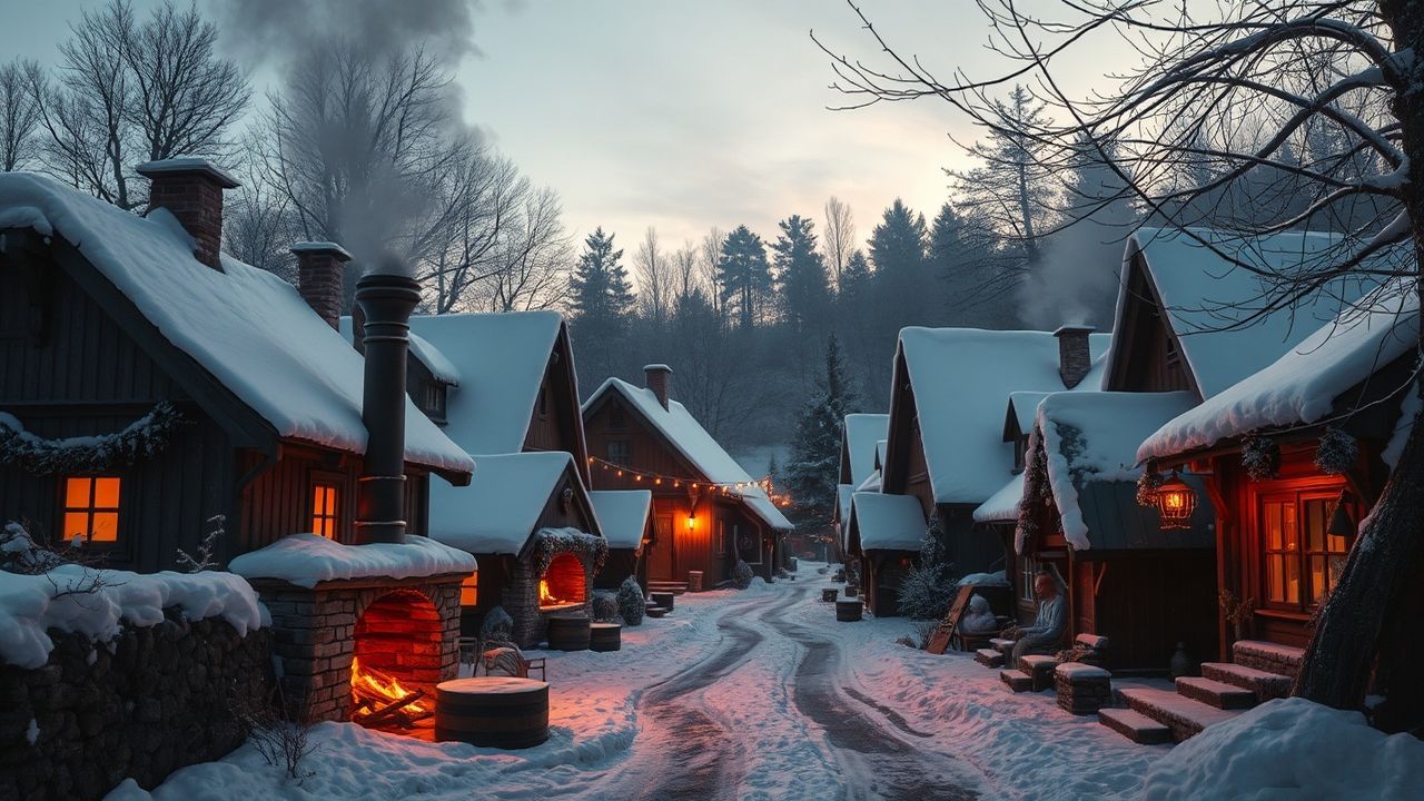Breathtaking Village First Cozy in Winter