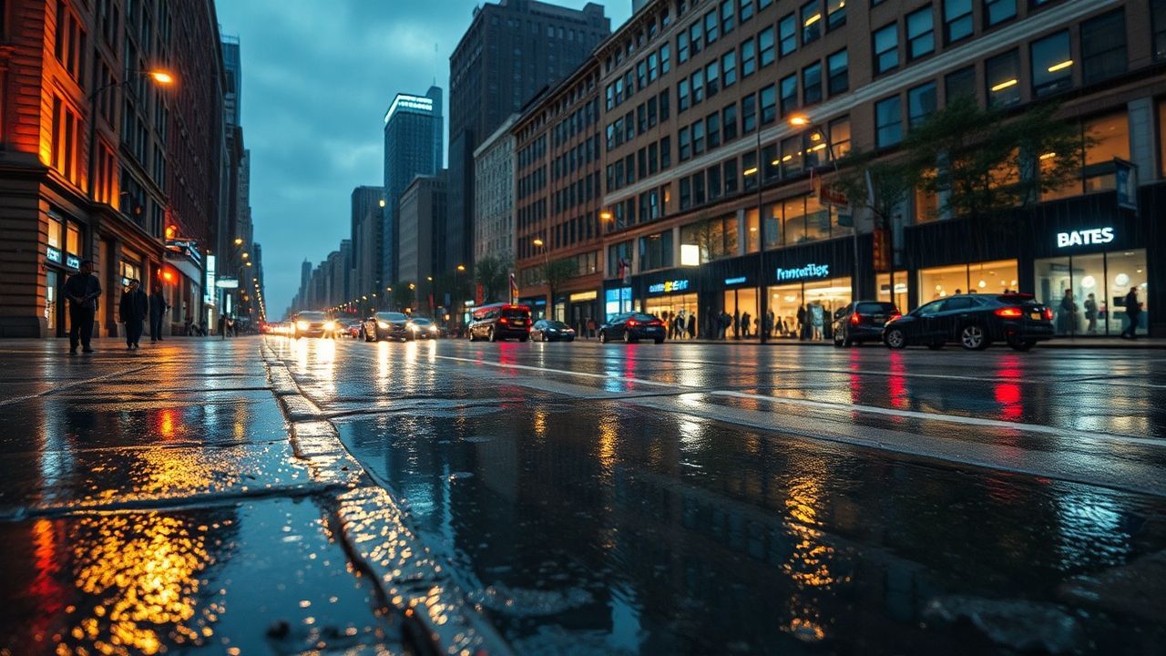 Lush Street Reflections Lights in the Rain
